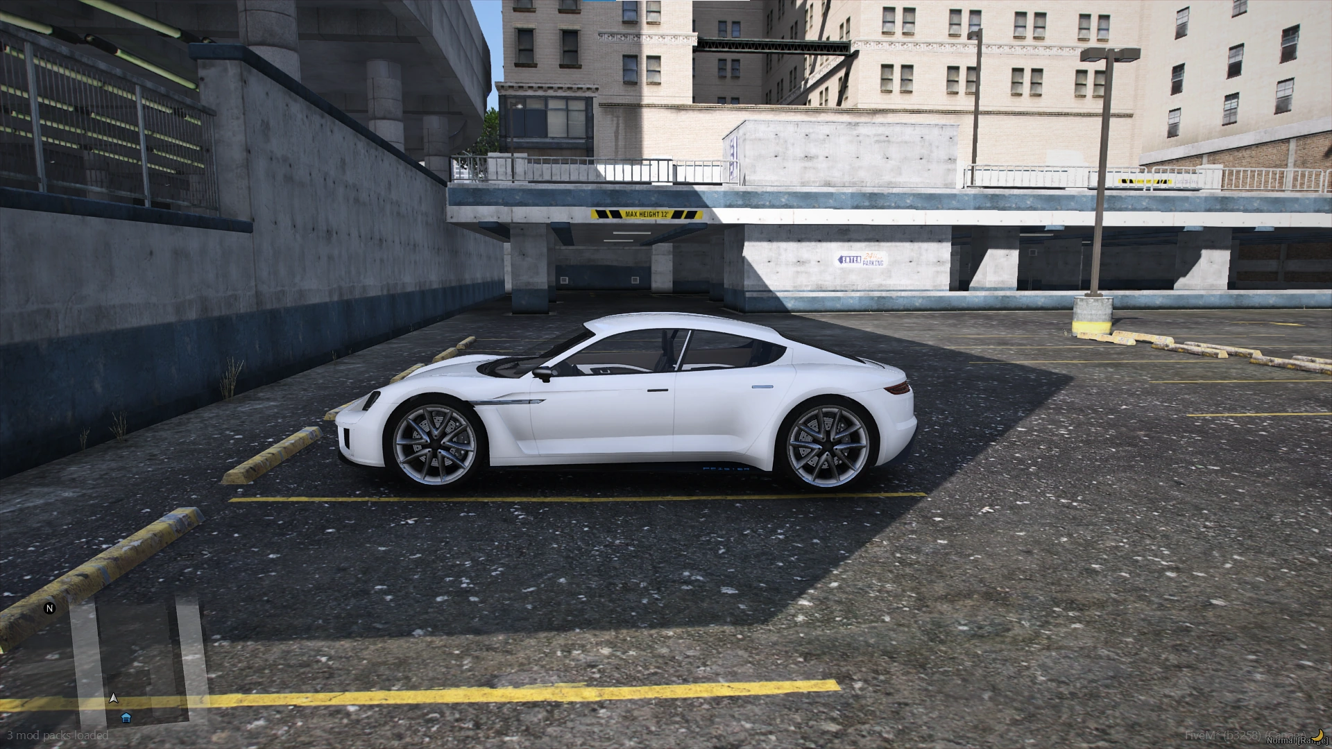 The same white car parked in daylight